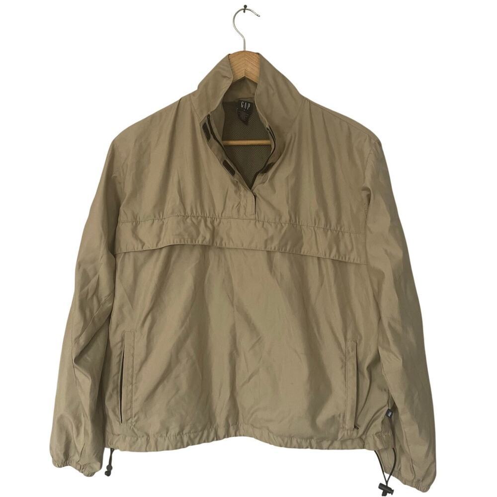 Vintage Y2K Gap Windbreaker Pullover Beige Gorpcore Small Tan Neutral Minimalist